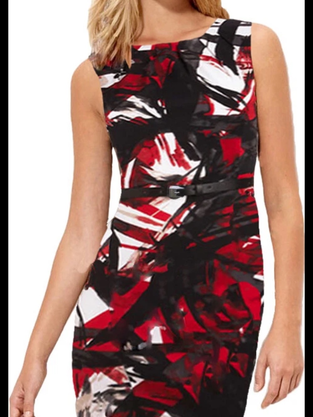 Michael Kors Red Black White Abstract Dress